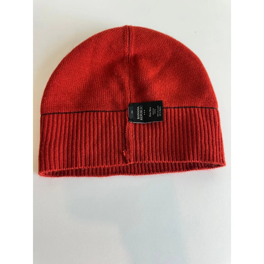 Banana Republic Reversible Beanie Hat Brown‎ Red Ribbed Knit One Size